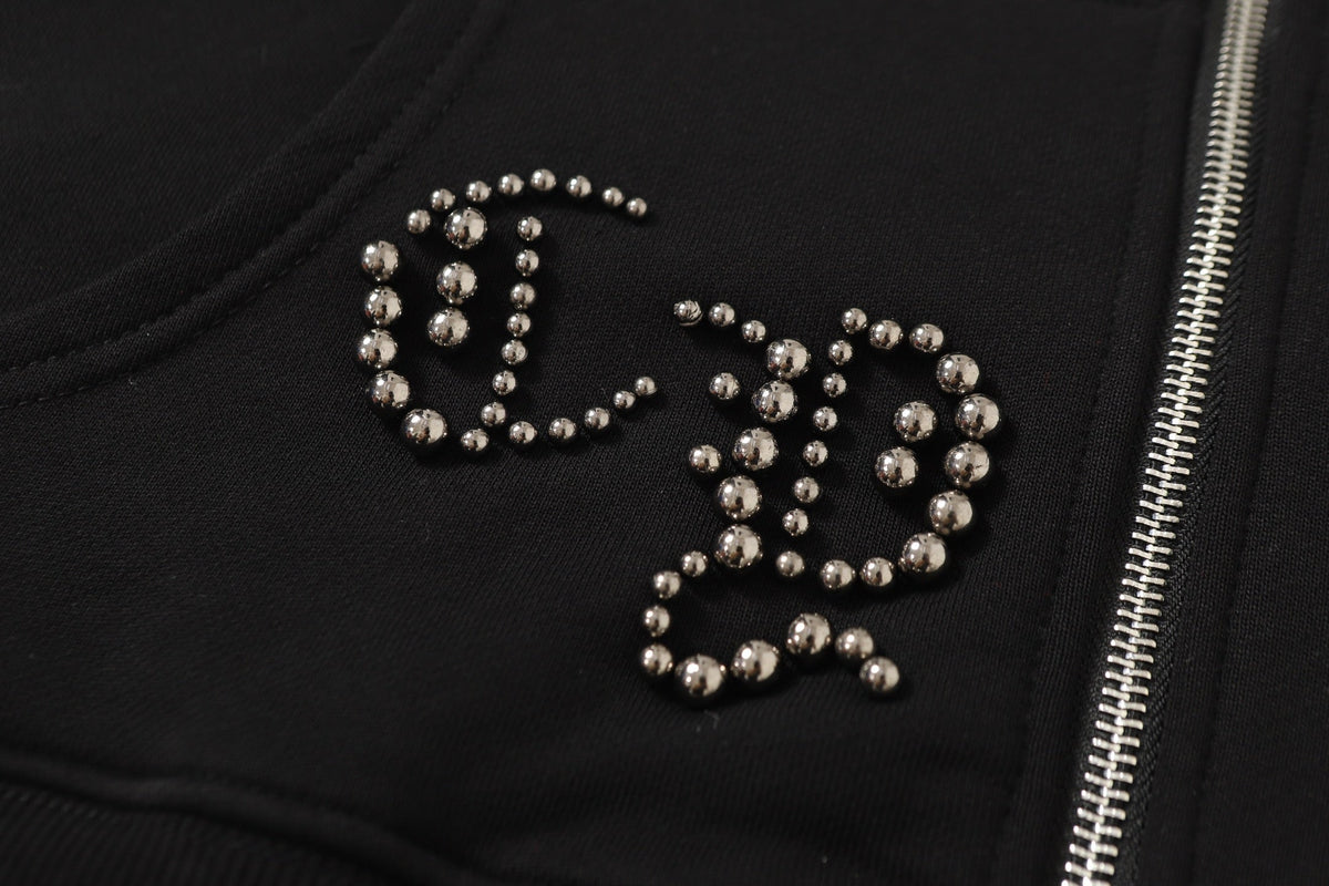 Chrome-Hearts Rhinestone Cross Hoodie - Black Gothic Streetwear Sweatshirt 2633