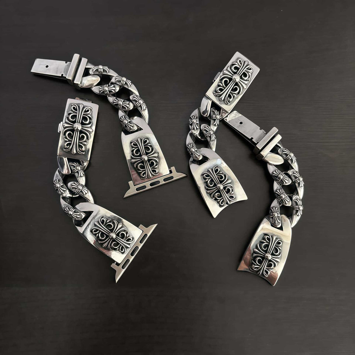 Chrome Hearts cross flower Green Submariner Apple watch strap