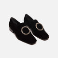 Dorateymur Black Velvet Silver Ring Loafers