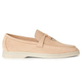 Loro Piana Summer Charms Walk Suede Goatskin Pink Sand Loafers