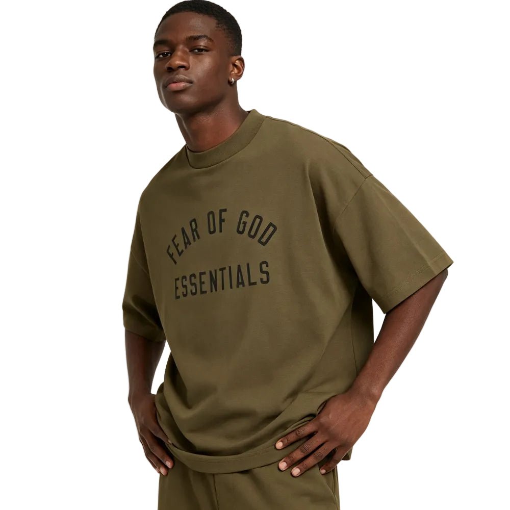 Fear of God Essentials Jersey Crewneck T-Shirt Olive